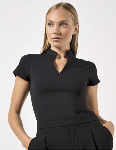 KUS-KK770-Women`s Regular Fit Mandarin Collar Top